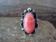 Navajo Indian Jewelry Nickel Silver Rhodocrosite Ring Size 8 1/2 - J. Cleveland
