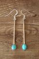 Navajo Indian Jewelry Sterling Silver Turquoise Bar Dangle Earrings! 