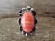 Navajo Indian Jewelry Nickel Silver Rhodocrosite Ring Size 9 1/2 - J. Cleveland
