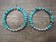 Navajo Sterling Silver Pearl & Rondelle Turquoise Hoop Earrings - Jake