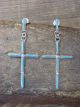 Zuni Indian Sterling Silver Petit Point Turquoise Cross Post Earrings - Laate