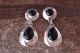 Native American Sterling Silver Onyx Post Post Dangle Earrings by Russel Wilson Navajo