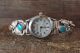 Native American Indian Jewelry Sterling Silver Turquoise Coral Lady's Watch