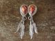 Navajo Sterling Silver Spiny Oyster Feather Post Earrings by Etta Larry