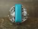 Navajo Sterling Silver Turquoise Feather Ring Signed Darrell Morgan - Size 11.5