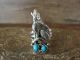 Navajo Sterling Silver Howling Wolf / Lobo Turquoise Ring Size 8 - Platero