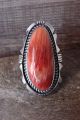 Navajo Indian Jewelry Sterling Silver Spiny Oyster Ring Size 7 1/2 - E. Sam