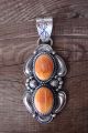 Native American Jewelry Sterling Silver Spiny Oyster Pendant -JJJ