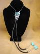  Native American Sterling Silver & Turquoise Inlay Bear Paw Bolo Tie - Livingston