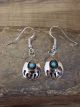  Navajo Indian Sterling Silver Turquoise Bear Paw Dangle Earrings