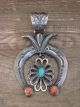 Navajo Indian Sterling Silver Turquoise & Spiny Oyster Cast Naja Pendant Signed Billah