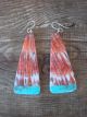 Navajo Indian Spiny Oyster & Turquoise Slab Dangle Earrings by L. Pete