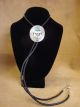  Navajo Sterling Silver & Turquoise Bear Paw Bolo Tie Signed Muskett