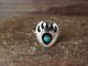 Navajo Indian Sterling Silver Turquoise Bear Paw Ring Size 5 - L. Parker