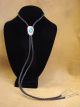  Navajo Indian Sterling Silver & Turquoise Shadowbox Bolo Tie -Skeets