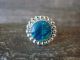 Zuni Indian Sterling Silver Round Blue Opal Ring Signed Etsate - Size 8.5