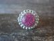 Zuni Indian Sterling Silver Round Pink Opal Ring Signed Etsate - Size 6.5