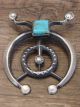 Navajo Indian Sterling Silver Turquoise Cast Naja Pendant Signed Cayatineto