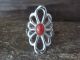 Navajo Indian Cast Sterling Silver Coral Ring Size 8.5 Signed Pena