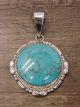 Genuine Navajo Indian Sterling Silver Turquoise Pendant Signed Calavaza