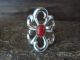 Navajo Indian Cast Sterling Silver Coral Ring Size 7 Signed Pena