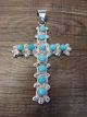 Zuni Indian Cast Sterling Silver Turquoise Cross Pendant by Panteah