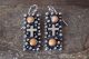 Native American Stamped Sterling Silver Spiny Oyster Cross Dangle Earrings - A. Douglas