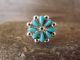 Zuni Indian Sterling Silver Turquoise Cluster Ring by Leekity- Size 5.5