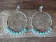 Zuni Sterling Silver Turquoise Chandelier Hoop Post Dangle Earrings - Vacit