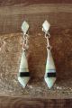 Zuni Indian Jewelry Sterling Silver Opal Jet Earrings - Jonathan Shack 