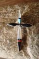 Zuni Indian Sterling Silver Inlay Cross Pendant by  Lynette Bowannie.