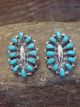 Zuni Sterling Silver Turquoise Cluster Post Earrings Signed M Chavez