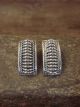 Navajo Indian Sterling Silver Ribbed Post Earrings by Thomas Charley