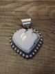 Navajo Indian Sterling Silver White Buffalo Turquoise Heart Pendant - SE
