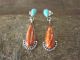 Navajo Indian Sterling Silver Turquoise Spiny Oyster Post Earrings - Betone