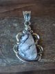 Navajo Sterling Silver & White Buffalo Turquoise Pendant by Yazzie