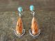 Navajo Indian Sterling Silver Turquoise Spiny Oyster Post Earrings - Betone