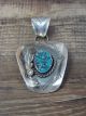 Navajo Indian Sterling Silver & Turquoise Cow Girl Hat Pendant Signed T. Yazzie
