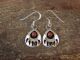  Navajo Indian Sterling Silver & Coral Bear Paw Dangle Earrings - Parker