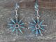 Zuni Indian Sterling Silver Needle Point Turquoise Cluster Earrings - Kaamasee