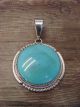 Genuine Navajo Indian Sterling Silver Turquoise Pendant Signed Calavaza