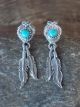 Navajo Indian Sterling Silver & Turquoise Feather Post Earrings by McCarthy