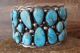 Navajo Indian Traditional Sterling Silver Turquoise Cluster Bracelet - Tom Lewis