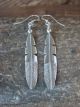 Native American Sterling Silver Hand Stamped Feather Earrings - Arviso