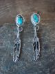 Navajo Indian Sterling Silver & Turquoise Feather Post Earrings by Spencer