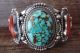 Navajo Indian Traditional Sterling Silver Turquoise and Coral Bracelet - Tom Lewis