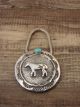 Navajo Indian Cast Sterling Silver & Turquoise Horse Key Ring Signed Kinsel