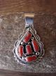 Navajo Indian Sterling Silver Coral Cluster Pendant! by MC