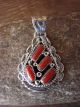 Navajo Indian Sterling Silver Coral Cluster Pendant! by MC