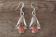 Navajo Sterling Silver Spiny Oyster Squash Blossom Dangle Earrings - L. Yazzie